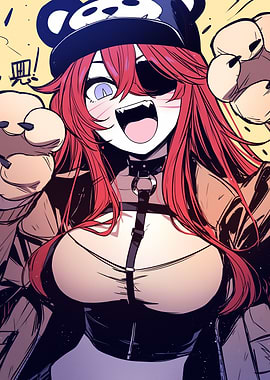 Red-Haired Anime Girl with Bear Ears