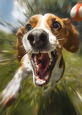 Beagle Dog miss Ball