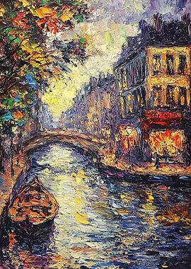 Canal Cityscape Painting