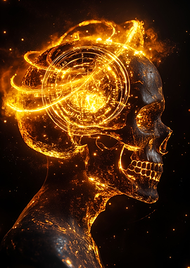 Glowing Skull with Orbs