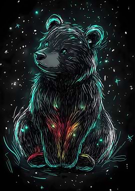 Neon Bear in Space