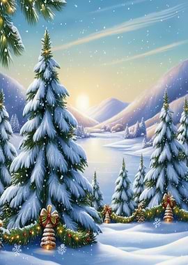 Snowy Christmas Landscape