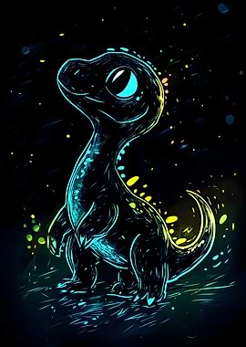 Neon Dinosaur Art