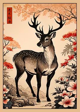 Japanese Deer Art Print