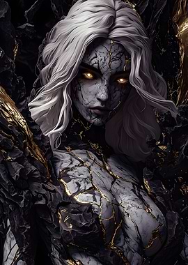 Stone Woman with Glowing Eyes