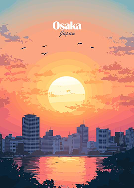 Osaka Sunset Skyline