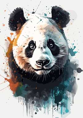 Watercolor Panda Portrait