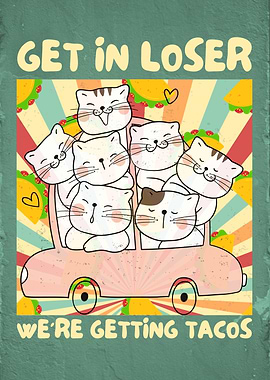 Cats Getting Tacos Retro