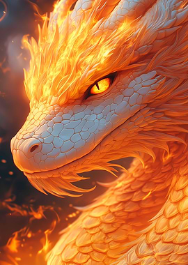 Majestic Fiery Dragon Portrait