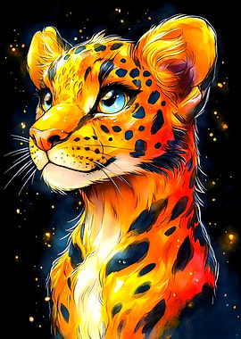 Fiery Cheetah Portrait