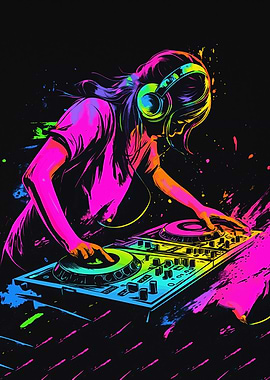 DJ Girl Neon