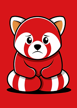 Sad Red Panda Cartoon