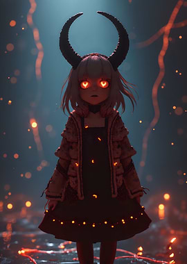 Demon Girl with Heart Eyes