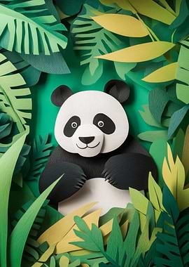 Papercraft Panda in Jungle