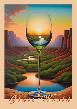 Sunset Landscape in a Wine Glass