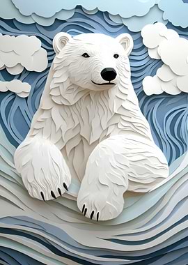 Papercut Polar Bear