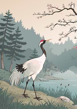 Japanese Crane Illustration