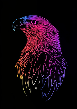 Rainbow Eagle Line Art