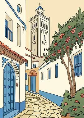 Morocco Mediterranean Street Scene