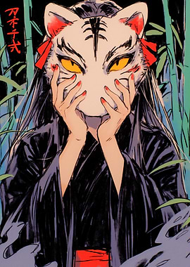 Anime Girl with White Tige