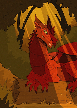 Red Dragon in Forest