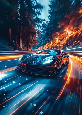 Black Corvette Speeding