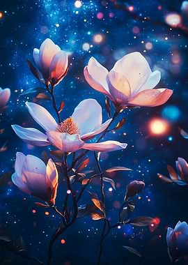 Magnolia Blooms at Night
