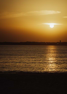 Sunset Over Water at the Surf Beach Baleal Portugal OU