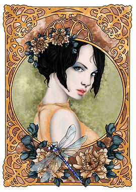 Art Deco Woman with Dragonfly