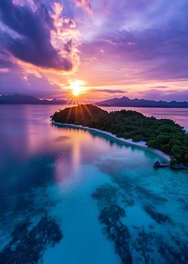 Tropical Sunset Island