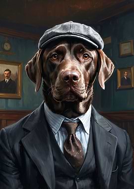 Chocolate Labrador Dog in a Suit