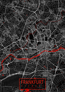 Frankfurt City Map Germany Oriental