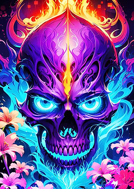 Flaming Skull Art