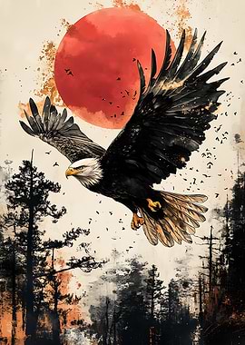 Eagle Soaring Sunset