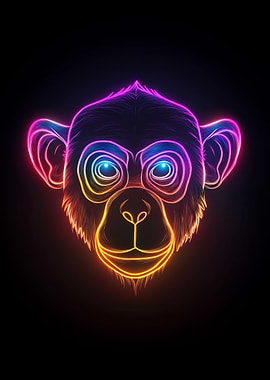 Neon Monkey Portrait
