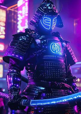 Neon Samurai Warrior