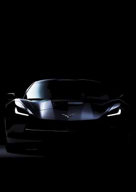 Black Corvette Front View
