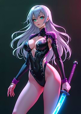 Anime Warrior Katana Woman