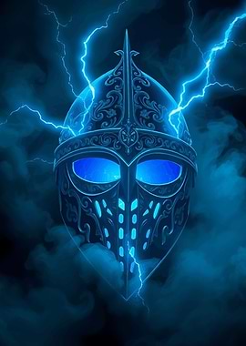 Ornate Helmet with Lightning