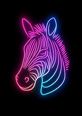 Neon Zebra Head