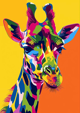 Colorful Giraffe Portrait
