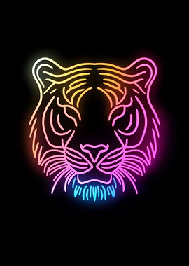 Neon Tiger Head