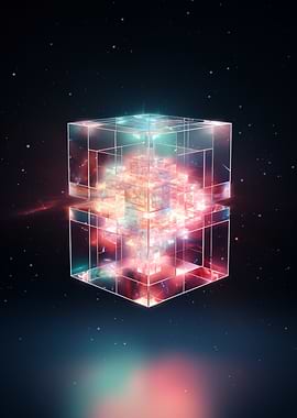 Glowing Cube in Space