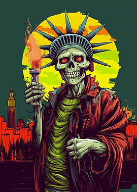 Statue of Liberty Skull Art
