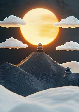 Japanese Pagoda Sunset