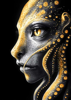 Golden Octopus Woman Animal