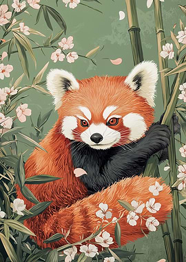 Red Panda in Bamboo Forest