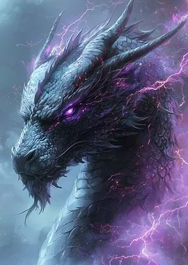 Dragon with Purple Lightning