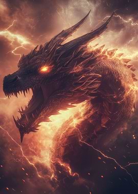Fiery Dragon in Storm