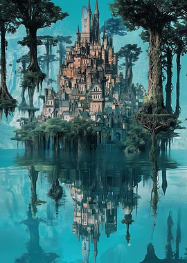Floating Castle in a Lake